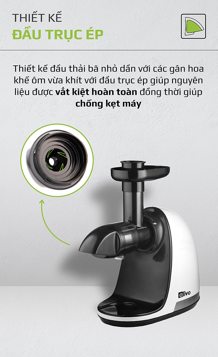 máy ép chậm olivo sj22 thương hiệu mỹ công suất 150w, ép rau không lo kẹt máy, ép kiệt bã, dễ vệ sinh - hàng chính hãng 4