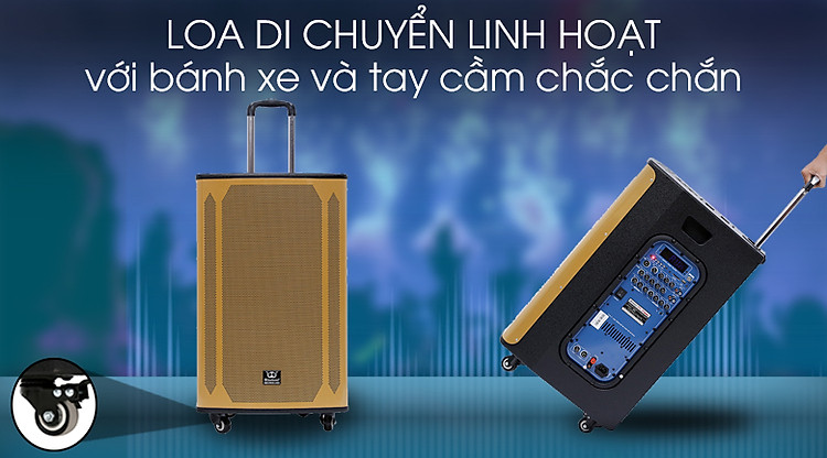 Trang bị bánh xe dễ dàng di chuyển của Loa kéo karaoke Rinton PL-9 400W