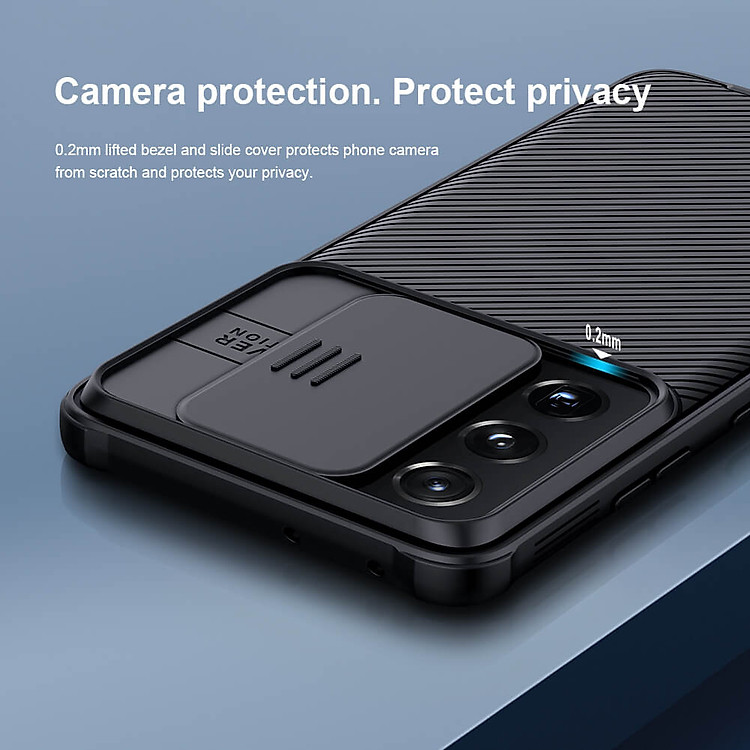 Ốp lưng cho Samsung Galaxy S21 Plus bảo vệ camera chống sốc hiệu Nillkin Camshield chống sốc cực tốt, chất liệu cao cấp, có khung & nắp đậy bảo vệ Camera - hàng chính hãng