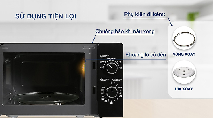Tiện ích - Lò vi sóng Toshiba MWP-MM20P(BK) 20 lít Tiện ích - Lò vi sóng Toshiba MWP-MM20P(BK) 20 lít
