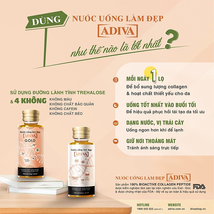 2 hộp nước uống làm đẹp collagen adiva 14 lọ hộp tặng 1 sữa tắm adiva 11