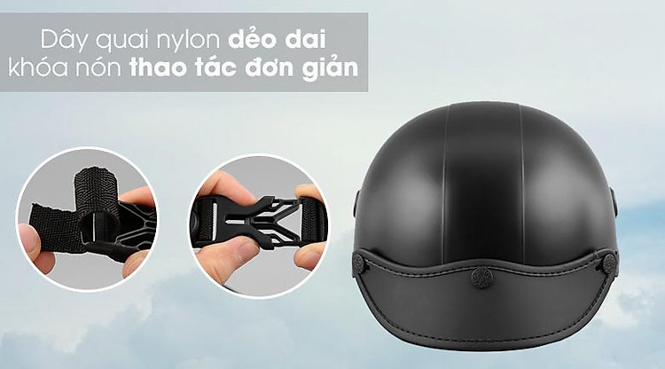 Mũ bảo hiểm nửa đầu size L Nón Sơn NS00807A đen - Có khóa nón bằng nhựa tốt Mũ bảo hiểm nửa đầu size L Nón Sơn NS00807A đen - Có khóa nón bằng nhựa tốt