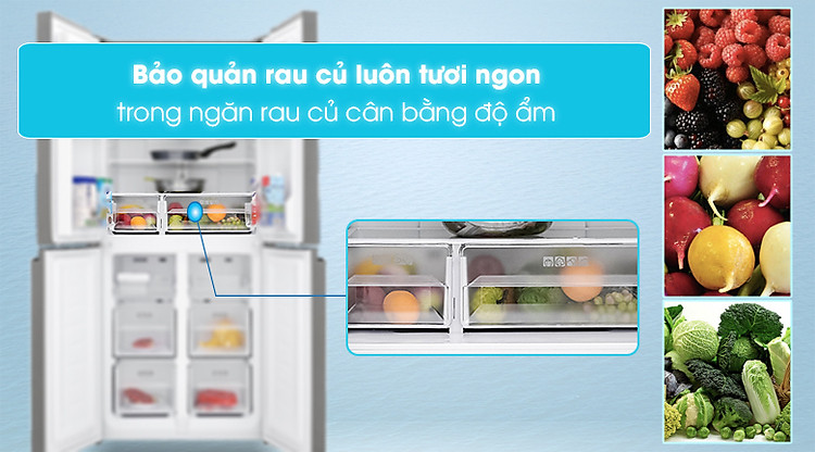 Tủ lạnh Sharp Inverter 401 lít SJ-FXP480VG-BK - Ngăn Rau Củ Giữ Ẩm