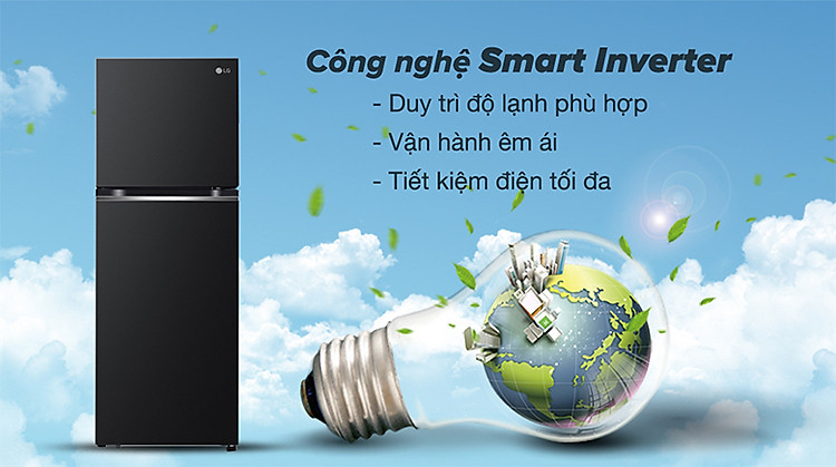 Tủ lạnh LG Inverter 266 lít GV-B262BL - INVETER tiết kiệm điện