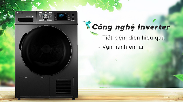 Máy sấy ngưng tụ Casper 8 kg TD – 80CGB - Công nghệ Inverter tiết kiệm điện, vận hành êm ái