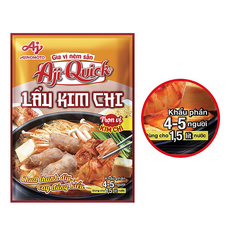 combo 6 gói gia vị nêm sẵn aji-quick lẩu kim chi 44g gói 3