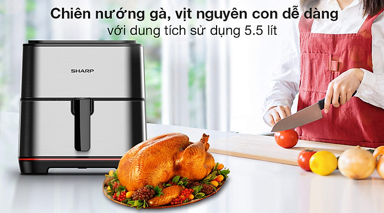 Nồi chiên không dầu Sharp KF-AF70EV-ST - Dung tích sử dụng