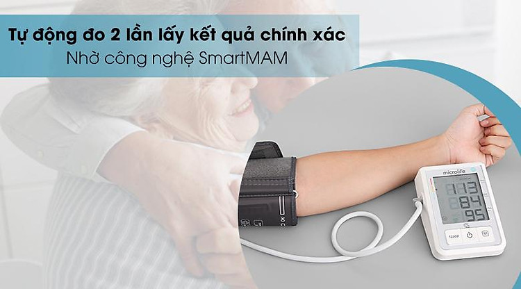Tự động đo 2 lần để cho kết quả chính xác nhất - Máy đo huyết áp tự động Microlife B3 Basic Tự động đo 2 lần để cho kết quả chính xác nhất - Máy đo huyết áp tự động Microlife B3 Basic