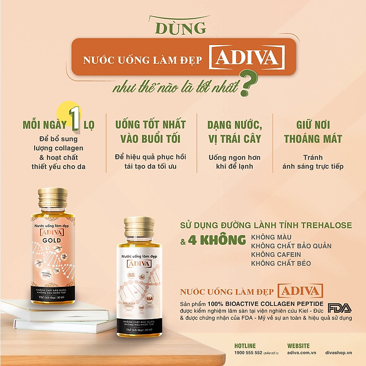 2 hộp nước uống làm đẹp collagen adiva gold 14 lọ hộp tặng 1 sữa tắm 11