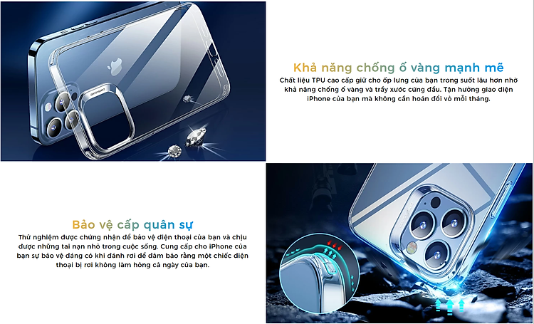 Ốp Lưng Cho iPhone 13 / 13 Pro / 13 Pro Max ESR Halo Clear Case - Hàng Nhập Khẩu