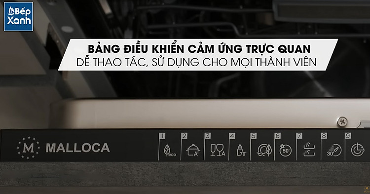 Bảng điều khiển cảm ứng của máy rửa chén Malloca MDW14-B09FI