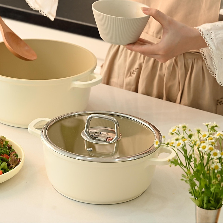 Nồi chống dính phủ gốm Haatz Hàn Quốc size 20cm dung tích 2.2L