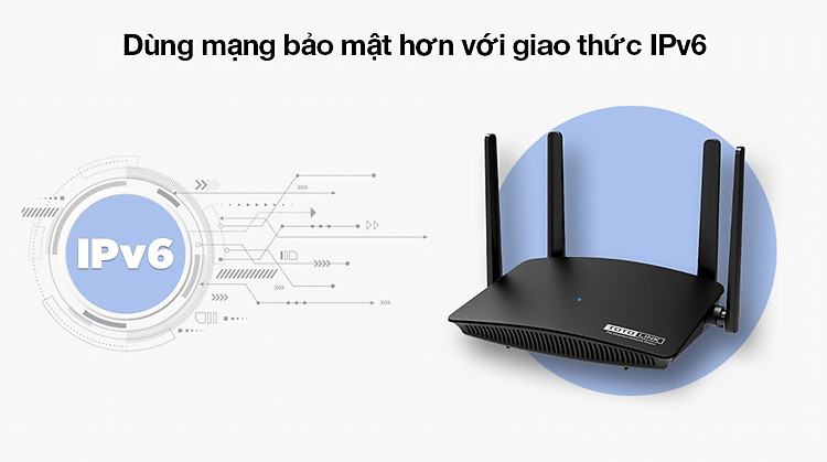 Bộ Phát Sóng Wifi Router Chuẩn AC1200 Băng Tần Kép Totolink A720R đen - Sử dụng giao thức IPv6