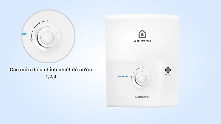 3 mức chỉnh nhiệt độ nước của máy nước nóng Ariston Aures Easy 3.5