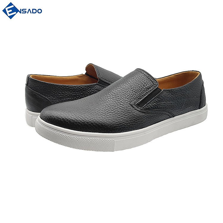  Giày Slip On Nam Giày Sneaker Nam Da Bò Nguyên Tấm Năng Động Trẻ Trung Ensado SL1316 (Đen) 