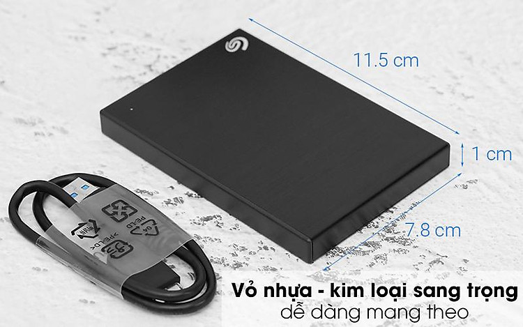 Ổ cứng HDD 1TB Seagate Backup Plus Slim STHN1000400 Đen - Thiết kế tinh xảo, vỏ ngoài kim loại sang trọng