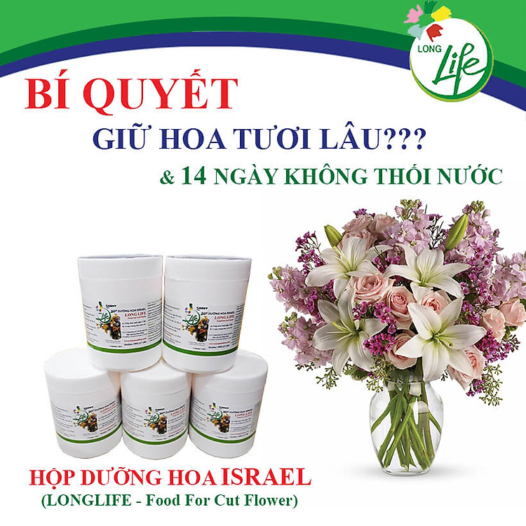 Shop Hoa Bảo Quản Hoa Cắm Lẵng, Hoa Cắm Xốp lâu tàn và hạn chế thay hoa định kỳ bằng Bột Dinh Dưỡng Hoa nhập khẩu Israel hiệu Longlife SG Của Israel (Thùng 5KG Bột Dưỡng Hoa Israel)