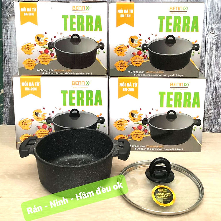 Nồi chống dính vân đá đáy từ Bennix Terra size 20cm