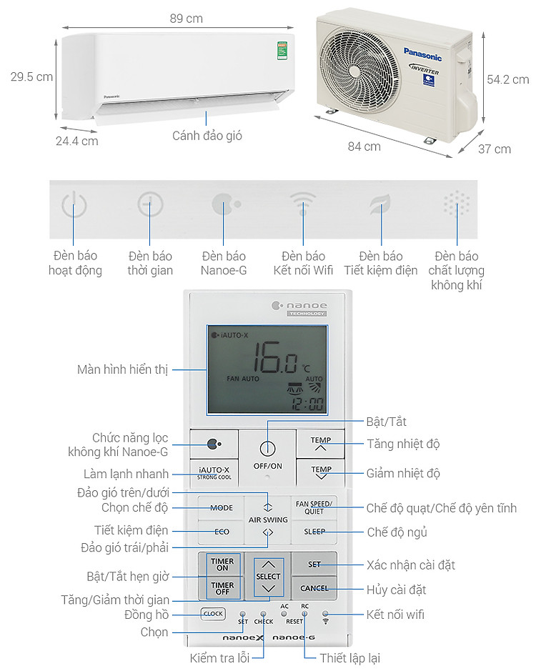 Máy lạnh Panasonic Inverter 1 HP CU/CS-XU9BKH-8
