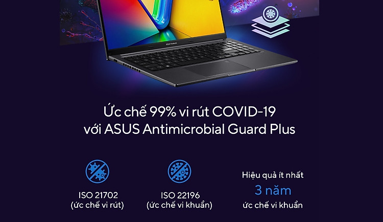Laptop Asus Vivobook 15 OLED i5-13500H (A1505VA-L1114W) - Công nghệ ASUS Antimicrobial Guard Plus