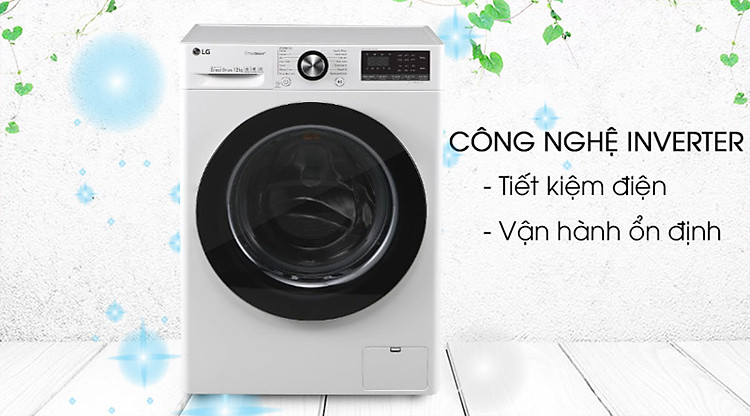 Máy giặt LG Inverter 10.5 kg FV1450S3W  - Tiết kiệm điện và nước nhờ công nghệ Inverter