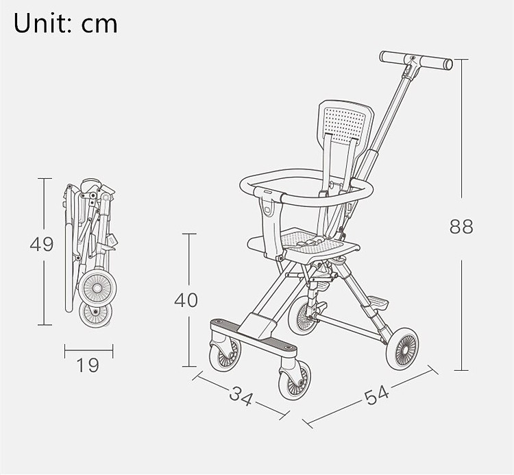 Xe đẩy đảo chiều, 2 chiều cho bé gấp gọn dụ lịch siêu nhẹ 3.7kg có thể mang lên máy bay mẫu mới nhất 14