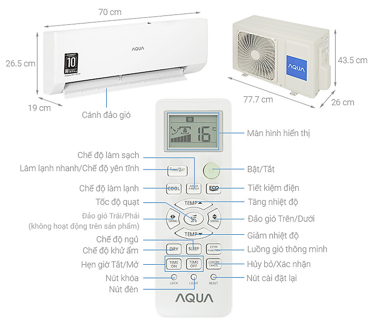 Máy lạnh Aqua Inverter 1 HP AQA-RV9QA