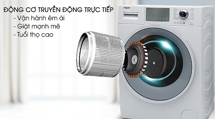 Động cơ truyền động trực tiếp - Máy giặt Aqua Inverter 9.5 kg AQD-D950E W