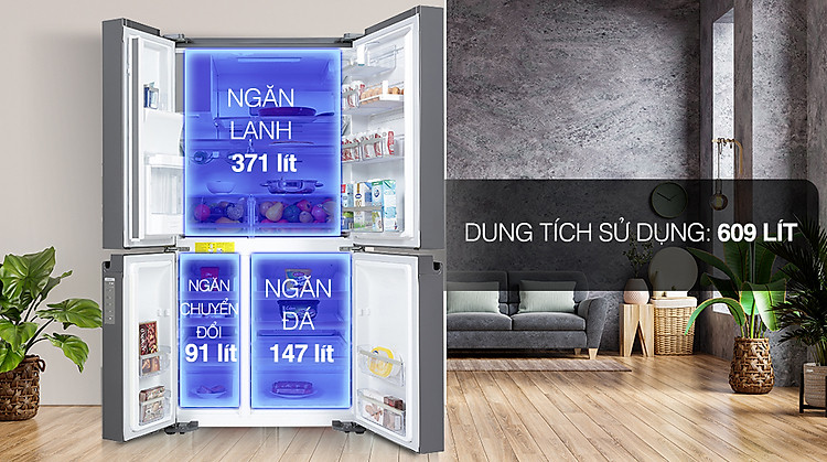 Tủ lạnh Electrolux Inverter 609 Lít EQE6879A-B - Các ngăn tủ