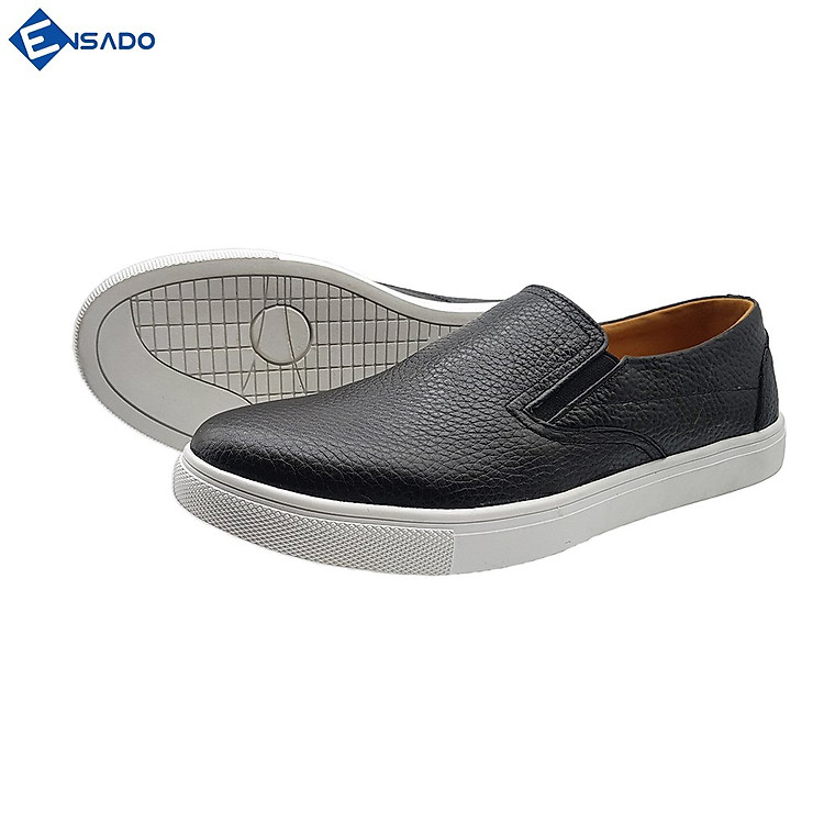  Giày Slip On Nam Giày Sneaker Nam Da Bò Nguyên Tấm Năng Động Trẻ Trung Ensado SL1316 (Đen) 