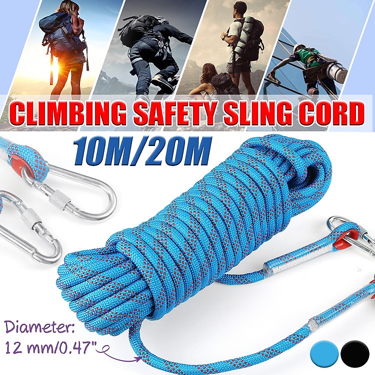 10m Tree Rock Mountain Climbing Rope 12mm Emergency Use Auxiliary Cord Polyester 