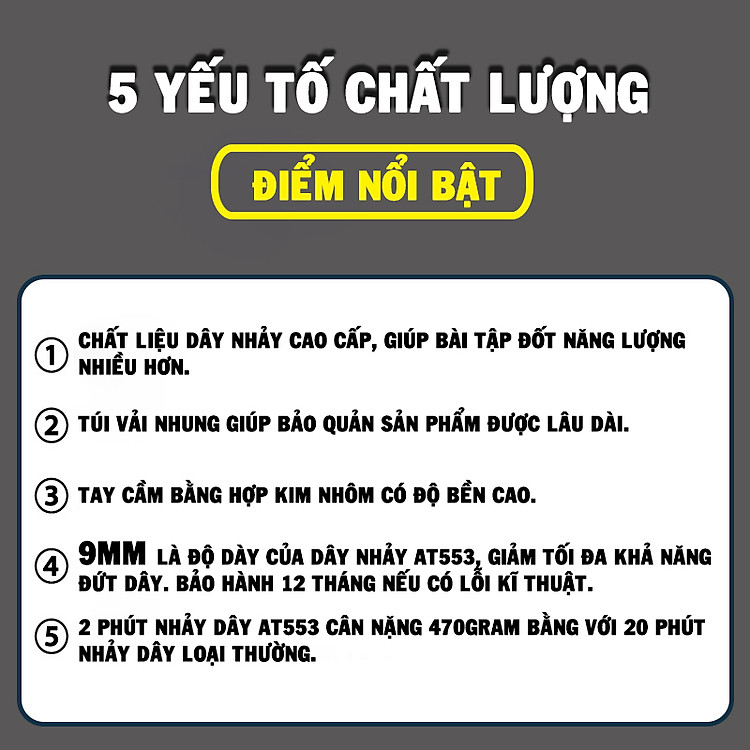 Dây Nhảy Tập Thể Lực AT553 , Dây Nhảy Giảm Cân Giúp Săn Chắc Body - Tăng Thể Lực (Hàng Cao Cấp)