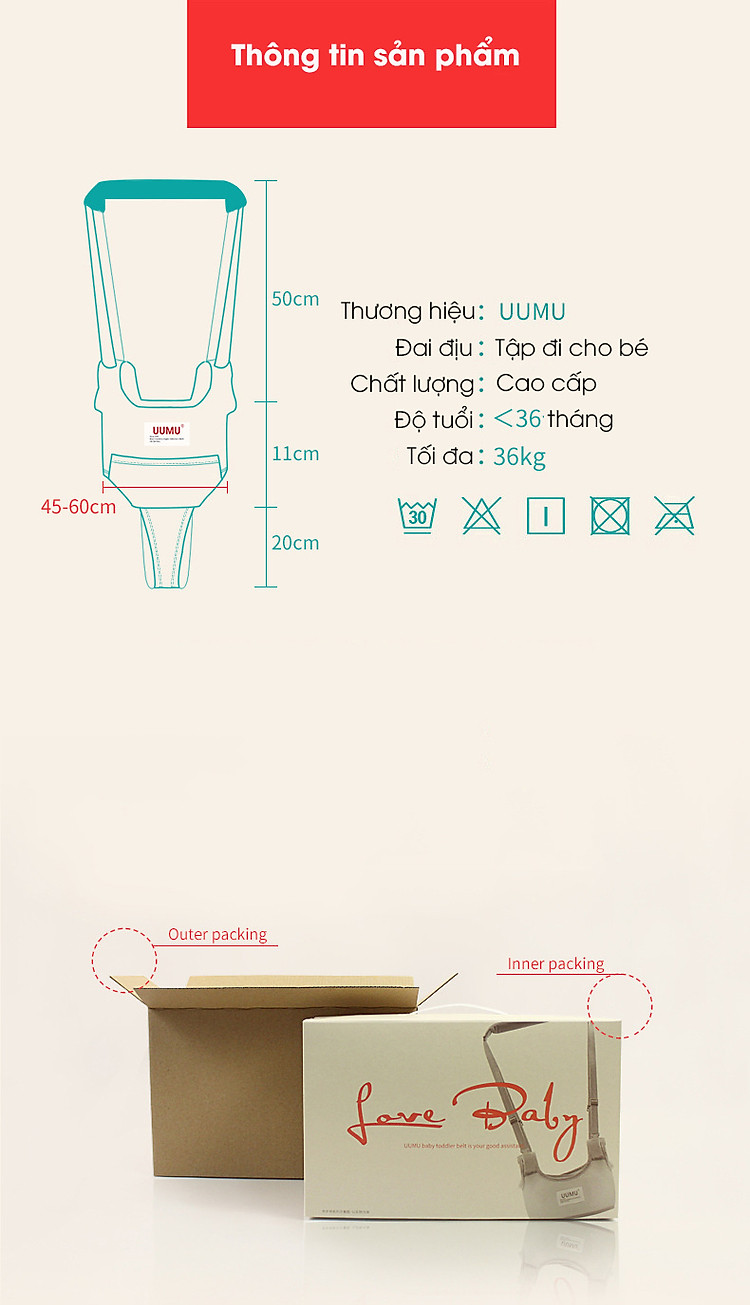Đai dây tập đi an toàn đa năng UUMU ĐỨC cho bé