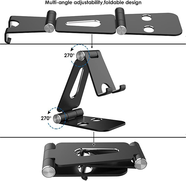 Giá đỡ Aluminum đa năng cho máy tính bảng điện thoại hiệu HOTCASE Dual Foldable Stand Holder hợp kim nhôm (thiết kế gọn nhẹ, tính di động cao, phù hợp nhiều dòng máy từ 3.5 inch trở lên) - Hàng nhập khẩu