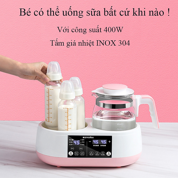 Combo ấm pha sữa điều chỉnh nhiệt độ và nồi hầm cháo tích hợp đa năng 8 in 1