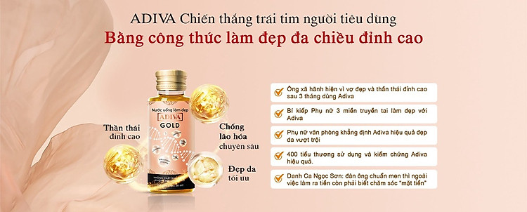 2 hộp nước uống làm đẹp collagen adiva gold 14 lọ hộp tặng 1 sữa tắm 8