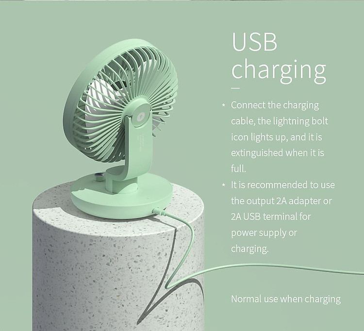 Xiaomi Uareliffe Quạt để bàn mini USB có thể sạc lại Thích hợp cho mùa hè Ngoài trời Điều chỉnh tốc độ lắc của đầu quạt