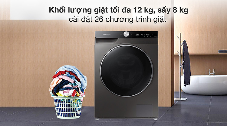 Máy giặt sấy Samsung Inverter 12 kg WD12TP34DSX/SV - Khối lượng giặt và chương trình giặt