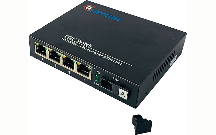 bộ chuyển đổi quang poe GNC-6104FE-25A gồm 1 cổng quang 4 cổng poe