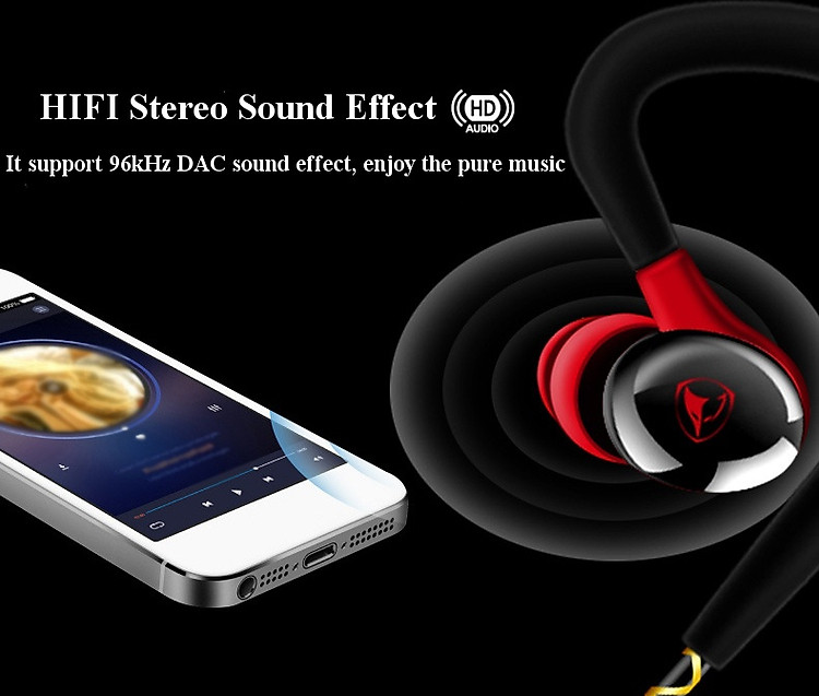 BAYASOLO V21 3.5mm In-ear Earhook Sport Heavy Bass CVC 6.0 Noise Reduction Microphone Wired Earphone