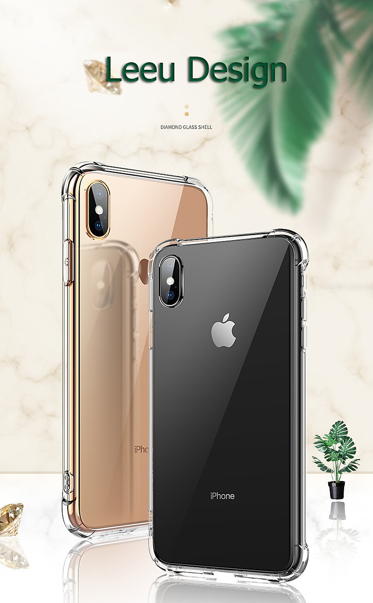 Ốp Hybrid Viền TPU Mặt Kính Cường Lực Leeu Design dành cho iPhone Xs Max _ Hàng Nhập Khẩu