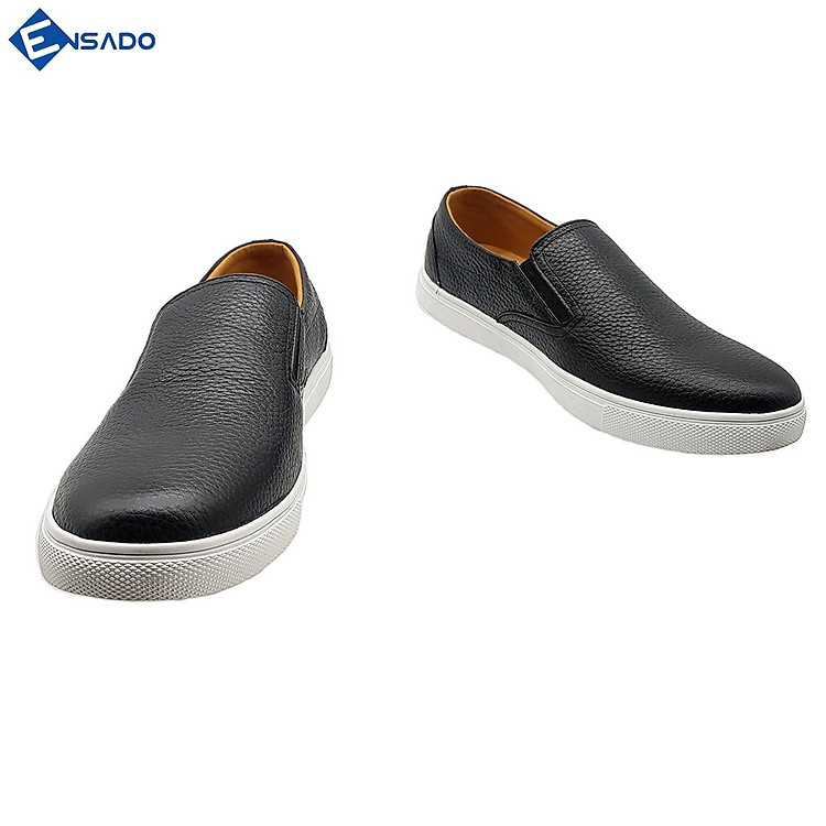  Giày Slip On Nam Giày Sneaker Nam Da Bò Nguyên Tấm Năng Động Trẻ Trung Ensado SL1316 (Đen) 