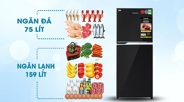 Tủ lạnh Panasonic Inverter 234 lít NR-BL263PKVN-Dung tích 234 lít, phù hợp gia đình 2 - 3 người