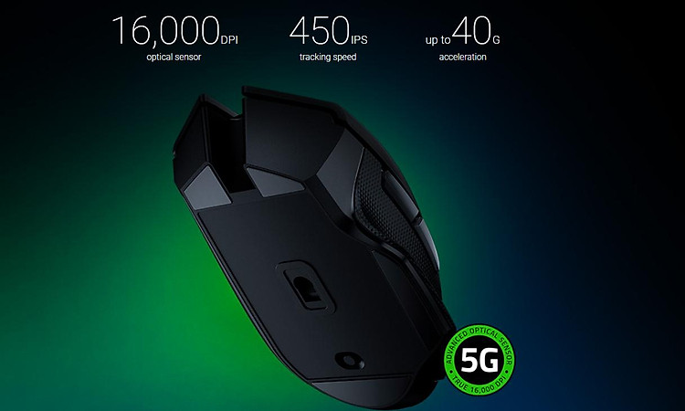 Chuột chơi game Razer Basilisk X HyperSpeed Wireless Black (RZ01-03150100-R3A1) trang bị mắt cảm biến cao cấp