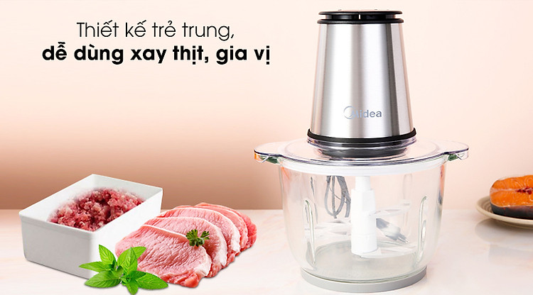 Máy xay thịt Midea MJ-BC300GS - Thiết kế màu bạc - inox trẻ trung