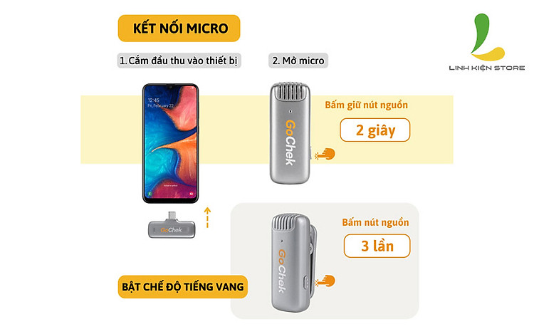 Kết nối nhanh chóng Micro thu âm không dây GoChek D01