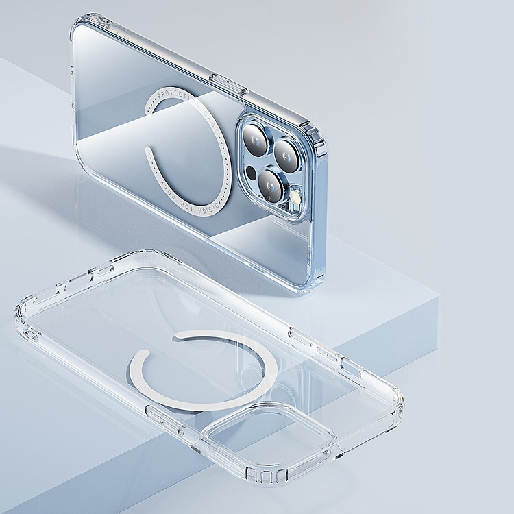 Ốp lưng chống sốc trong suốt hỗ trợ sạc Magsafe cho iPhone 14 Pro Max (6.7 inch) hiệu Memumi Magsafe Magetic Case