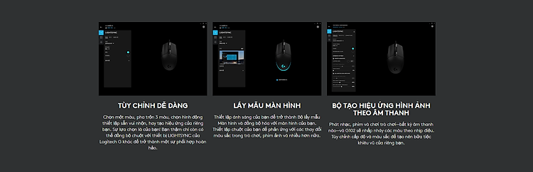 Tinh chỉnh các chức năng led với Mouse Logitech G102 Lightsync RGB Black 