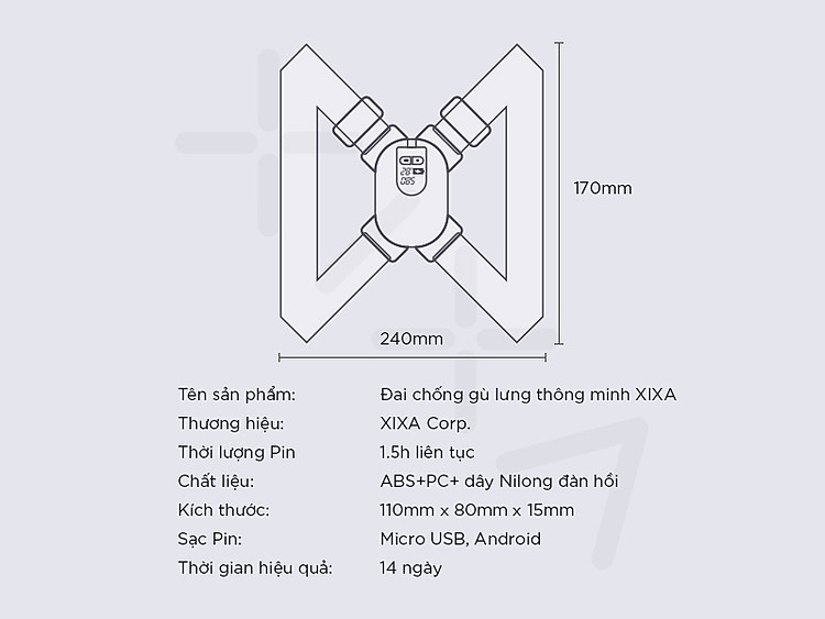 [HÀNG CHÍNH HÃNG] Đai Đeo Chống Gù Lưng XIXA Giải Pháp Chống Gù Hiệu Quả Tạo Tư Thế Ngồi Chuẩn, Dùng Cho Lưng Gù Cong Vẹo Cột Sống, Thoải Mái Khi Đeo, Có Động Cơ Gắn Liền Rung Khi Ngồi Sai Tư Thế 12