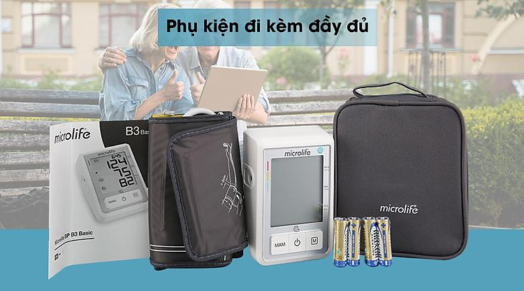 Máy đo huyết áp tự động Microlife B3 Basic - Đầy đủ các phụ kiện Máy đo huyết áp tự động Microlife B3 Basic - Đầy đủ các phụ kiện
